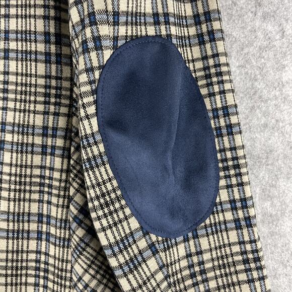 Susan Graver Tailored Jacquard Knit Blazer Women Medium Plaid Elbow Patch Career - Picture 16 of 16